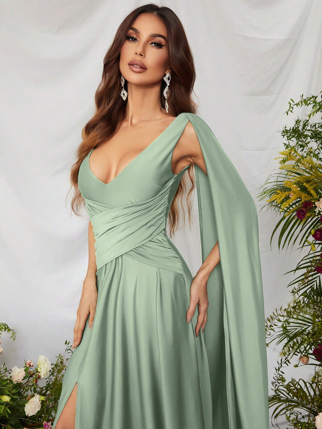 Elegant V Neck Sleeveless A Line Slit Dresses