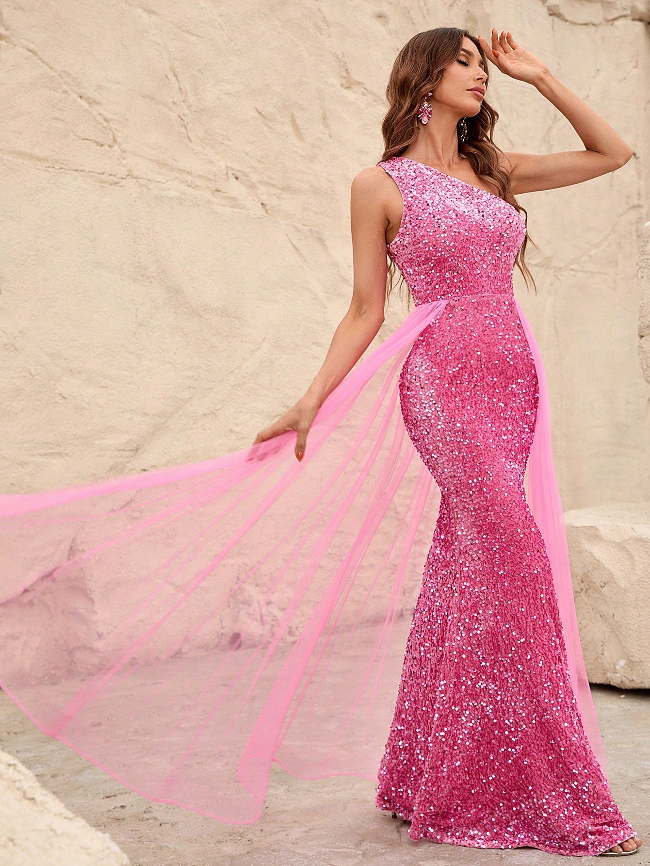 Elegant One Shoulder Sequin Mermaid Dresses