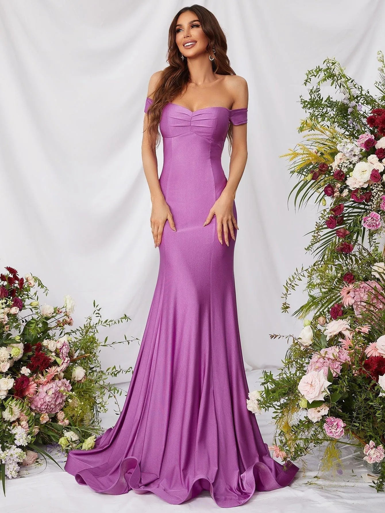 Elegant Off Shoulder Mermaid Hem Prom Dress