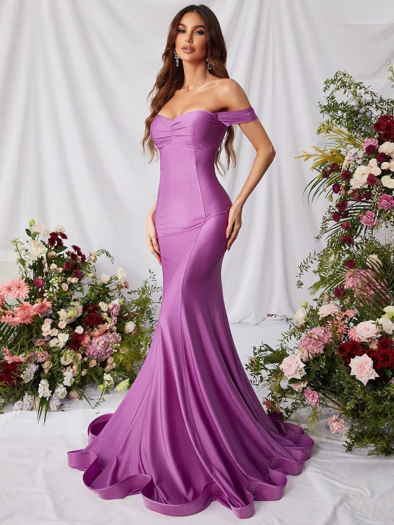 Elegant Off Shoulder Mermaid Hem Prom Dress