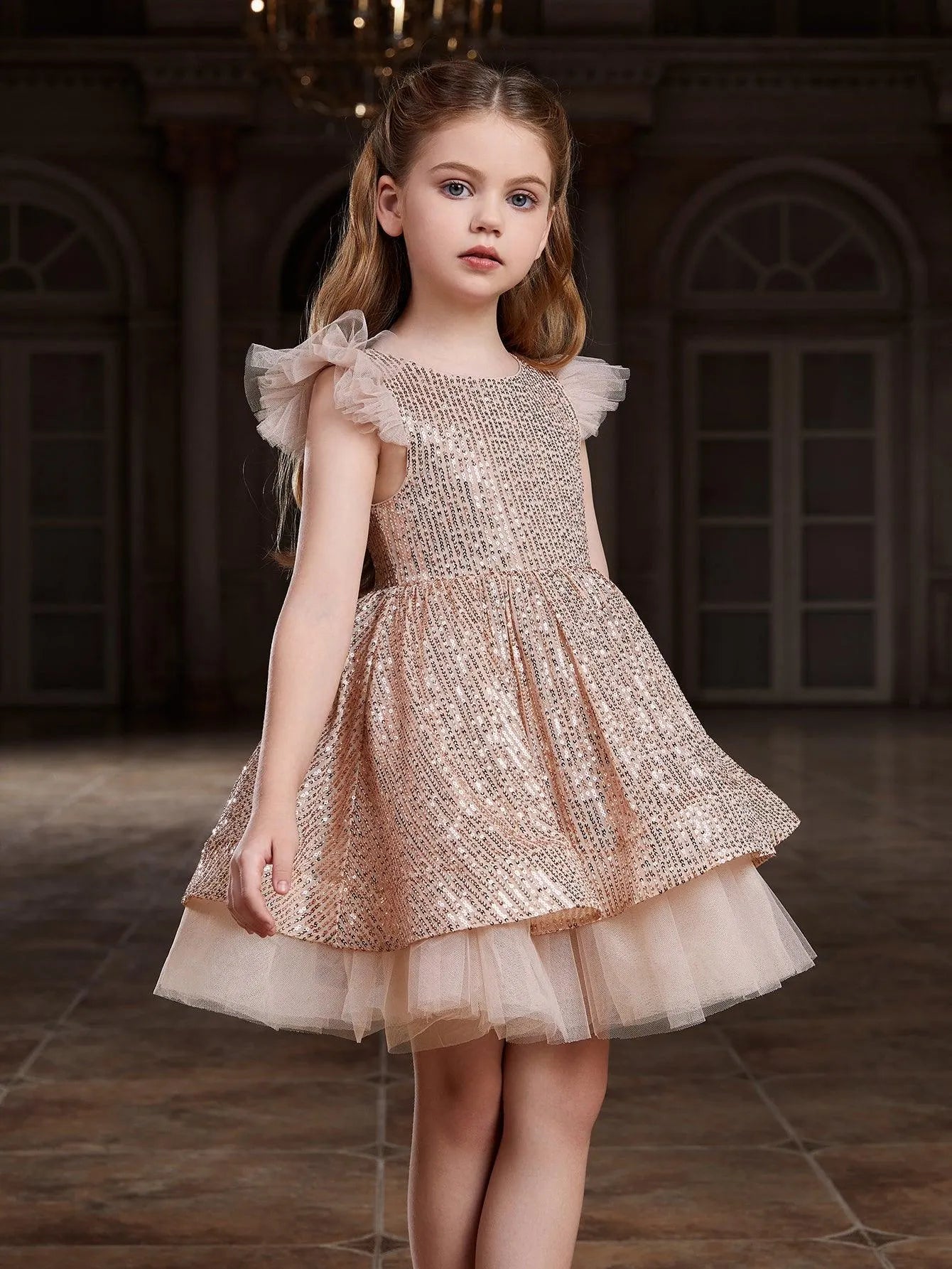 Tween Girls' Sparkling Cap Sleeves Sequin Party Dress