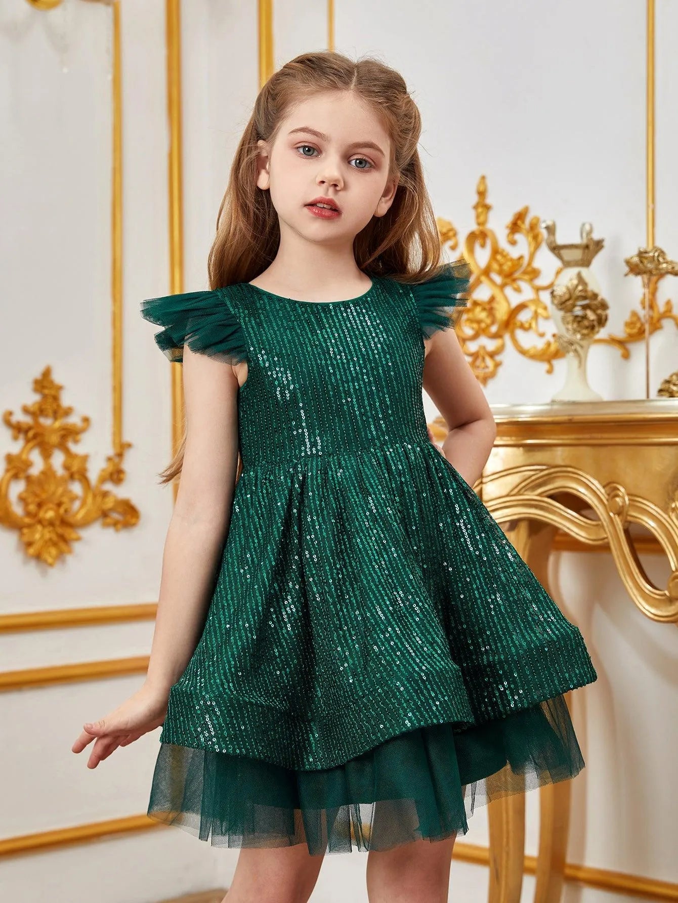 Tween Girls' Sparkling Cap Sleeves Sequin Party Dress