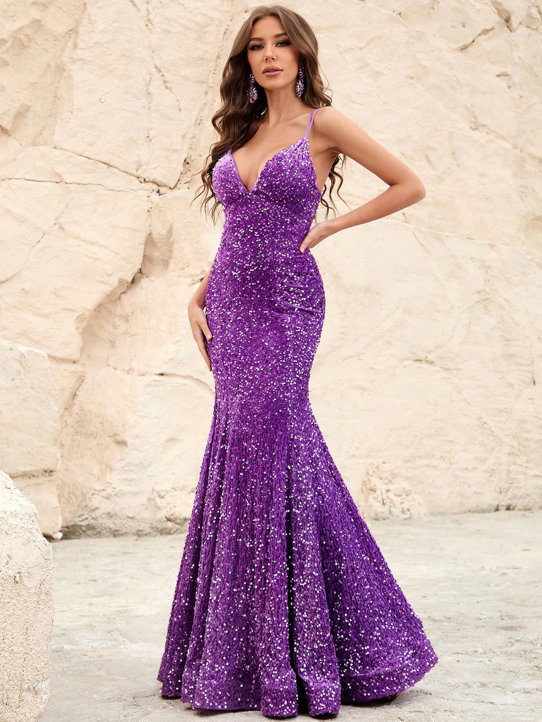 Elegant Spaghetti Strap Sleeveless Maxi Mermaid Dresses