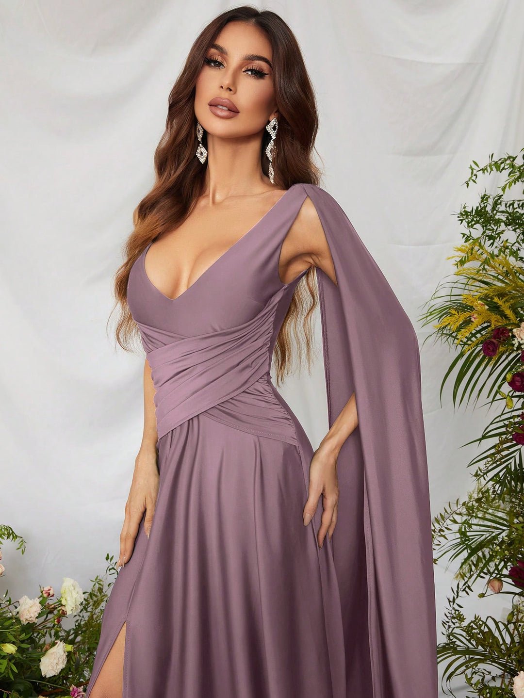 Elegant V Neck Sleeveless A Line Slit Dresses