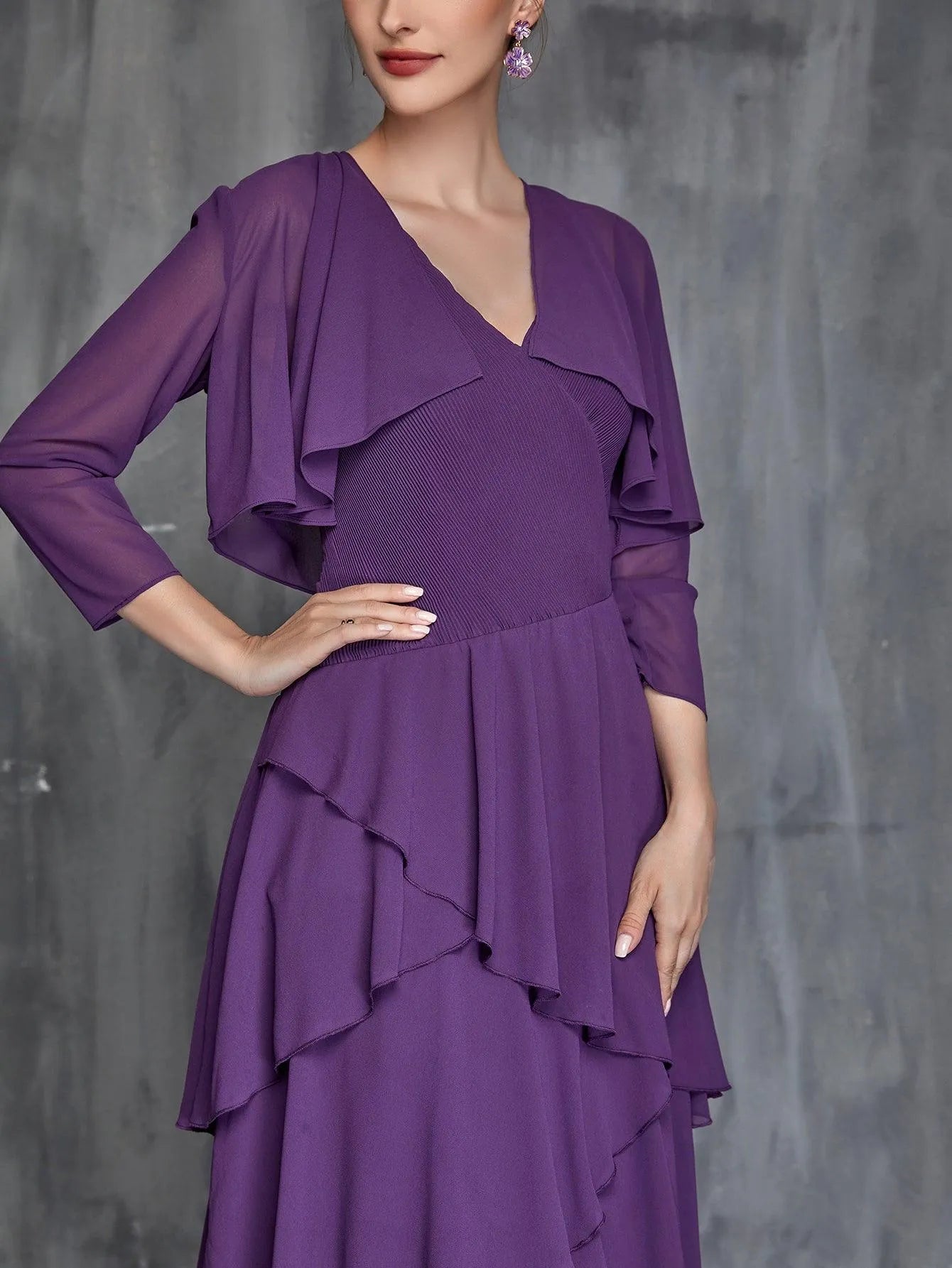 Womens' Layered Hem Dress & Chiffon Cardigan