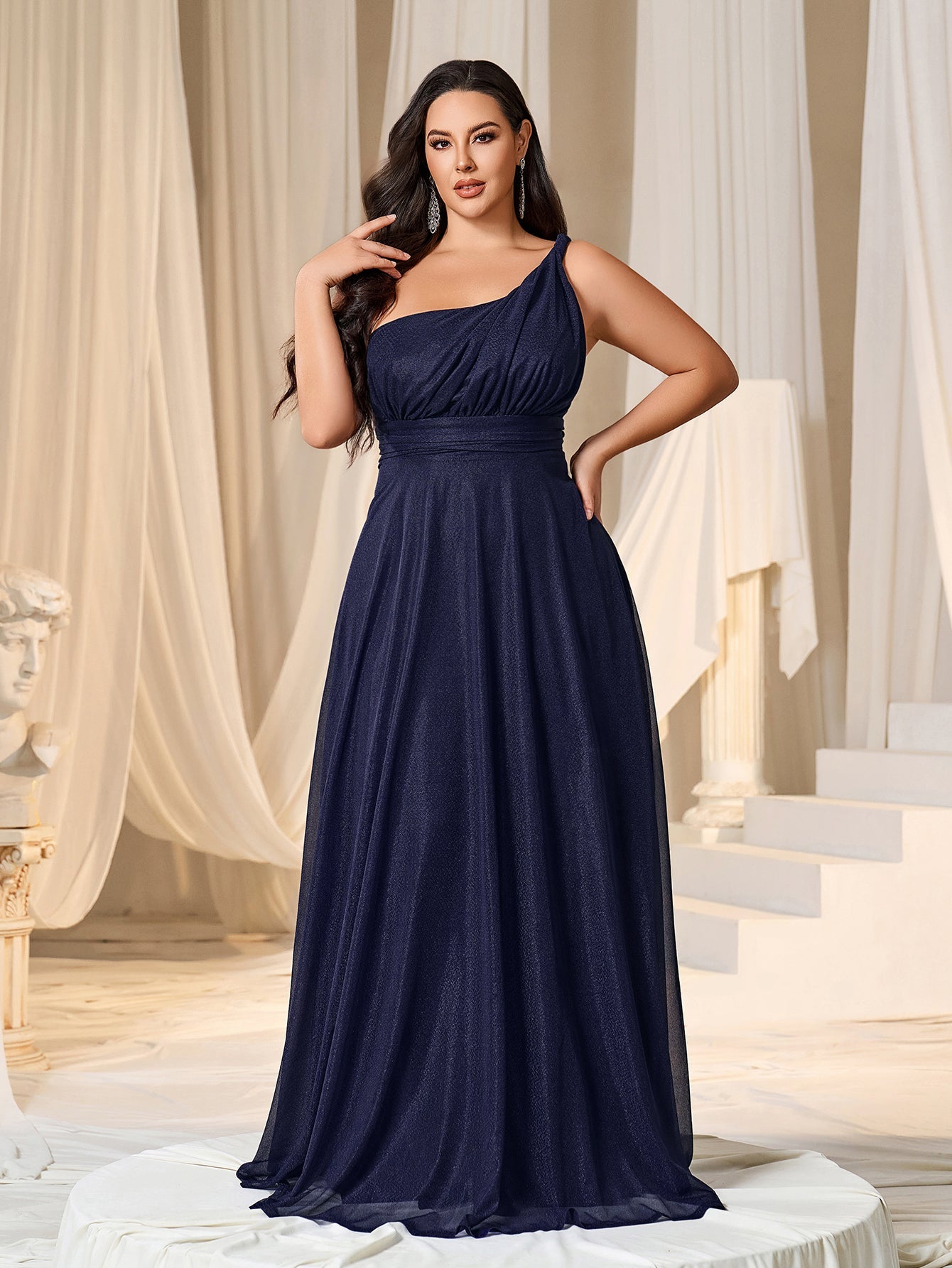 Plus One Shoulder Sleeveless Bridesmaid Dress