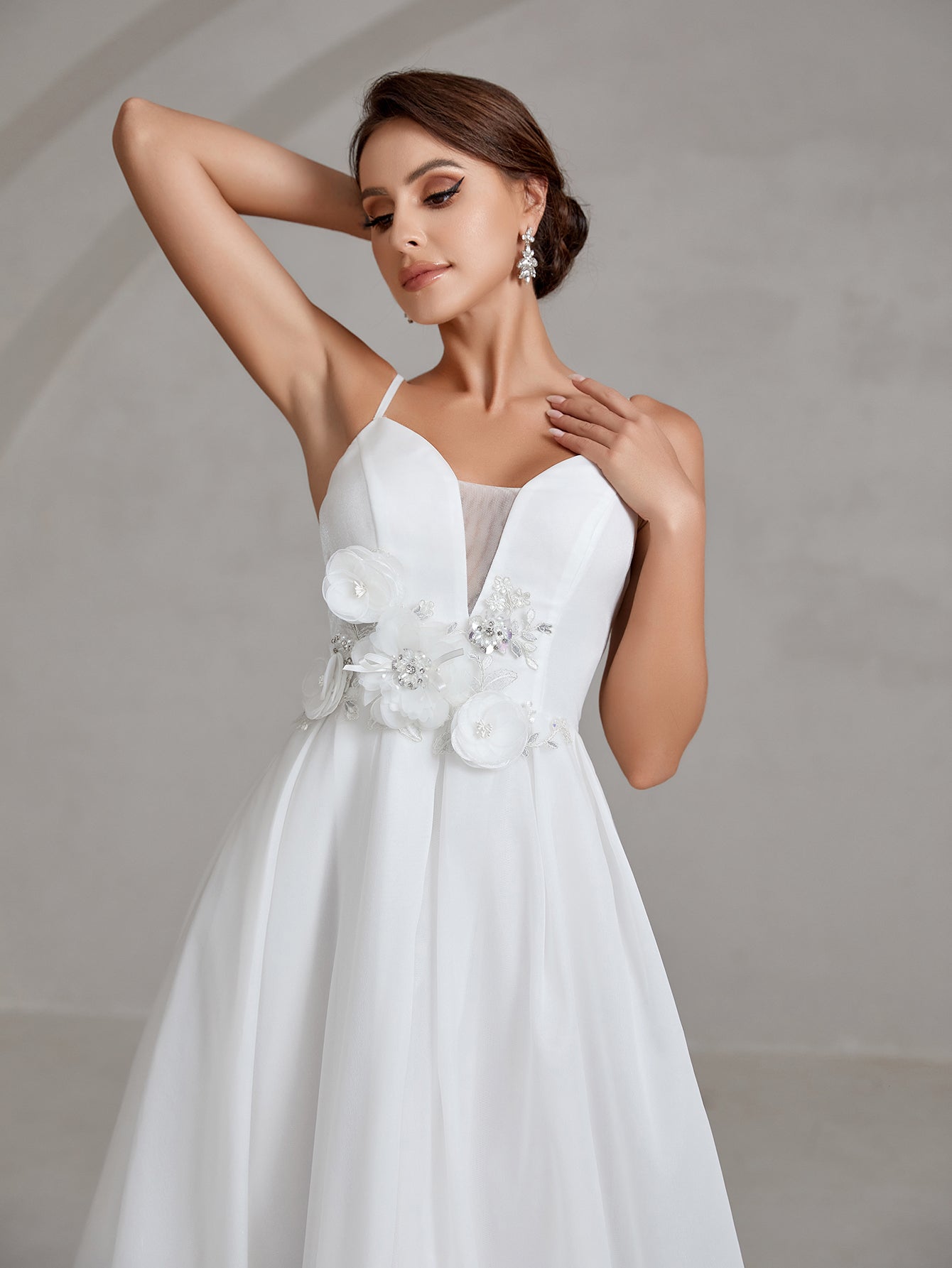 Floral Applique Cami Wedding Dress