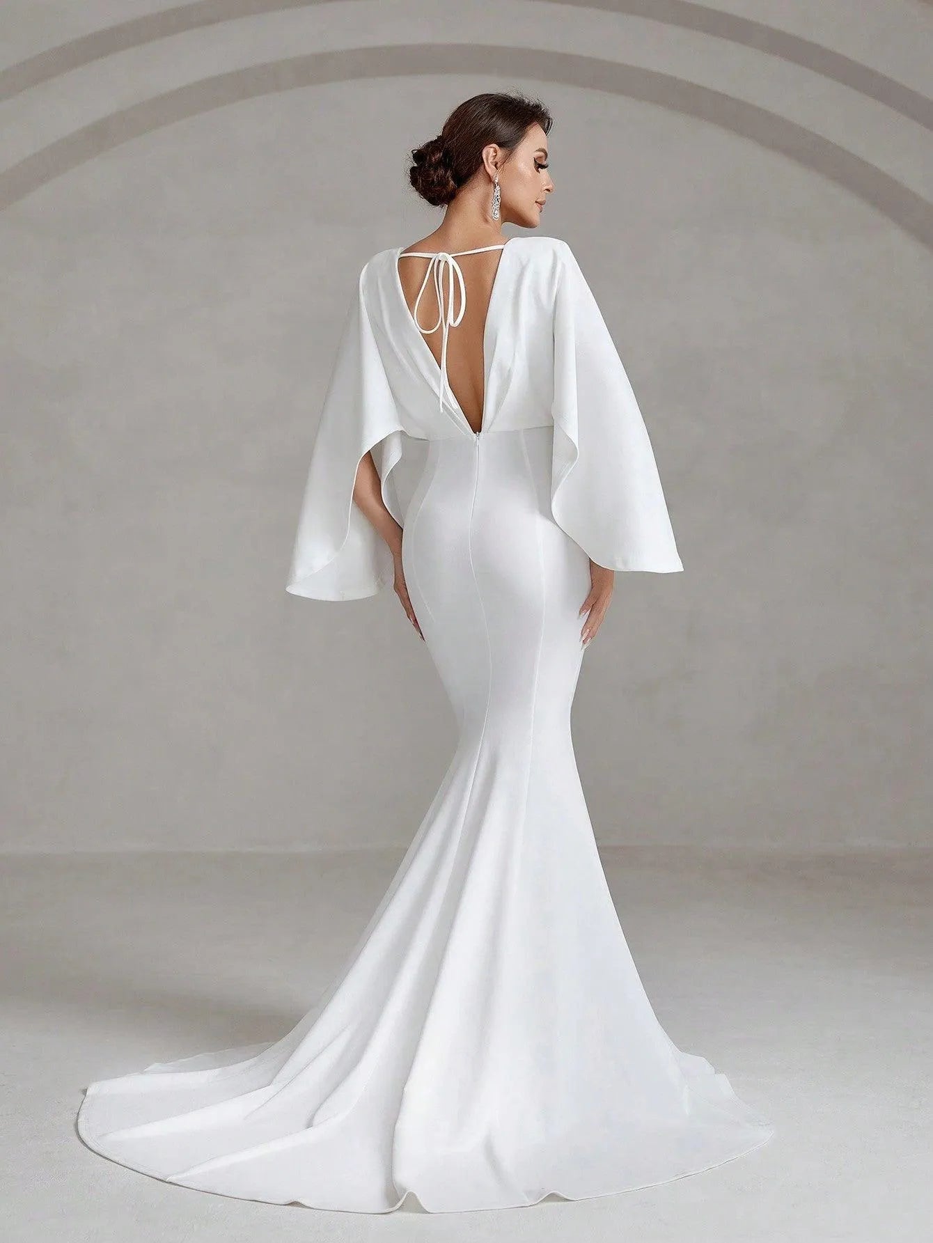 Elegant Cape Sleeves Mermaid Hem Wedding Dress