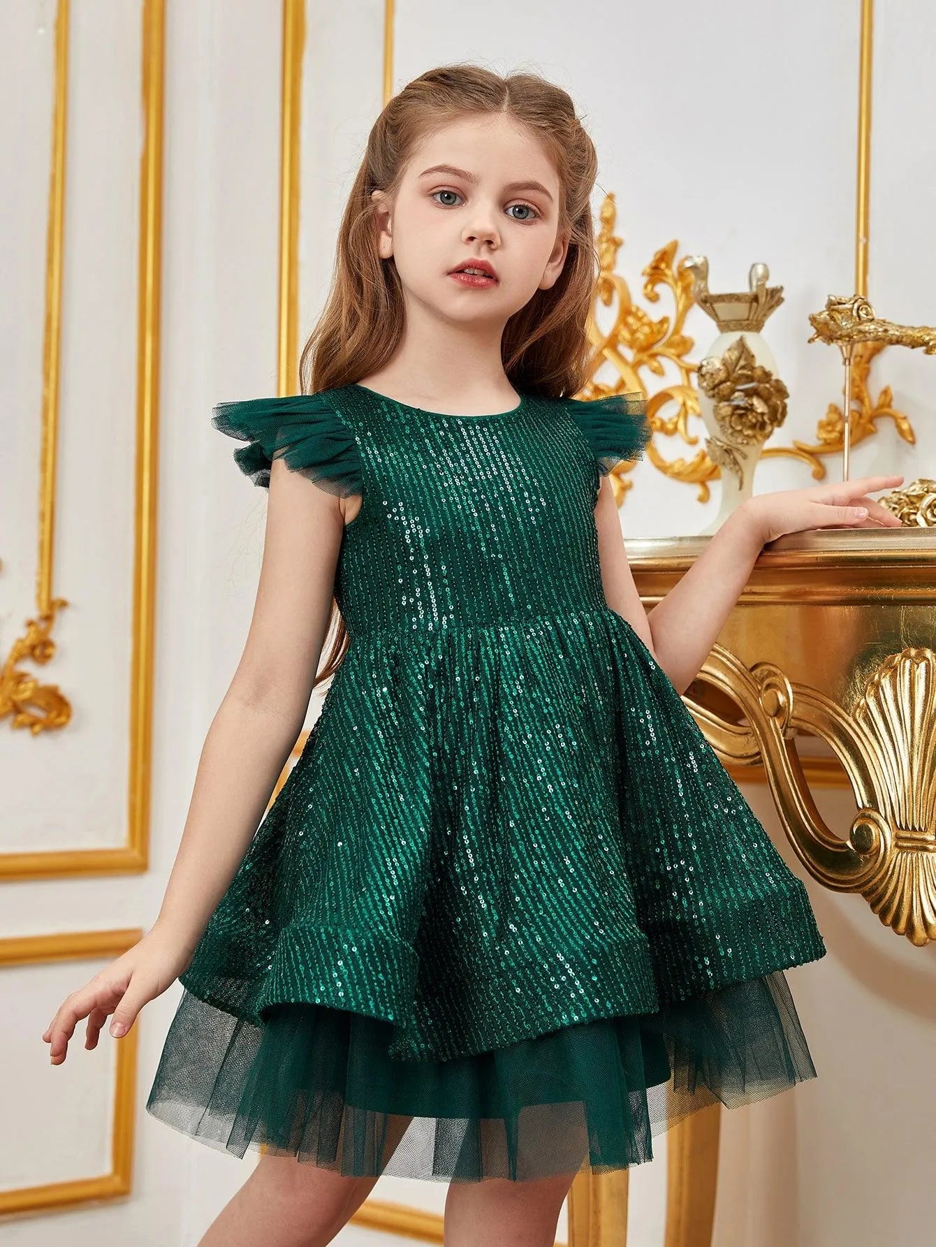 Tween Girls' Sparkling Cap Sleeves Sequin Party Dress