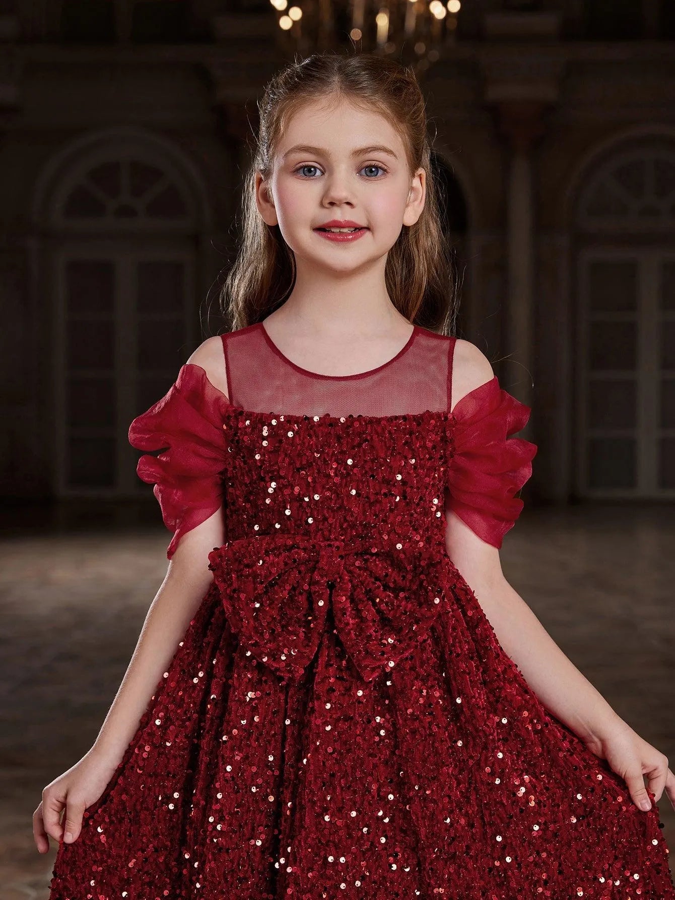 Tween Girls' Bow Front Sequin A Line Party Dress