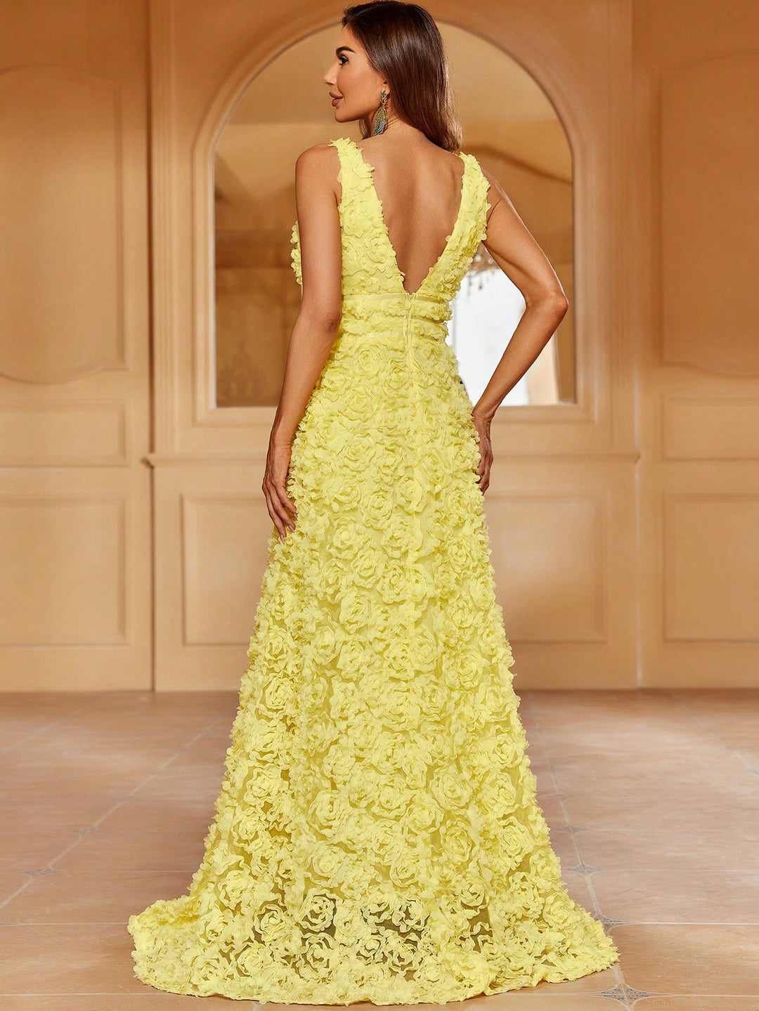 Elegant Scoop Neck Sleeveless 3D Flower A-Line Dresses