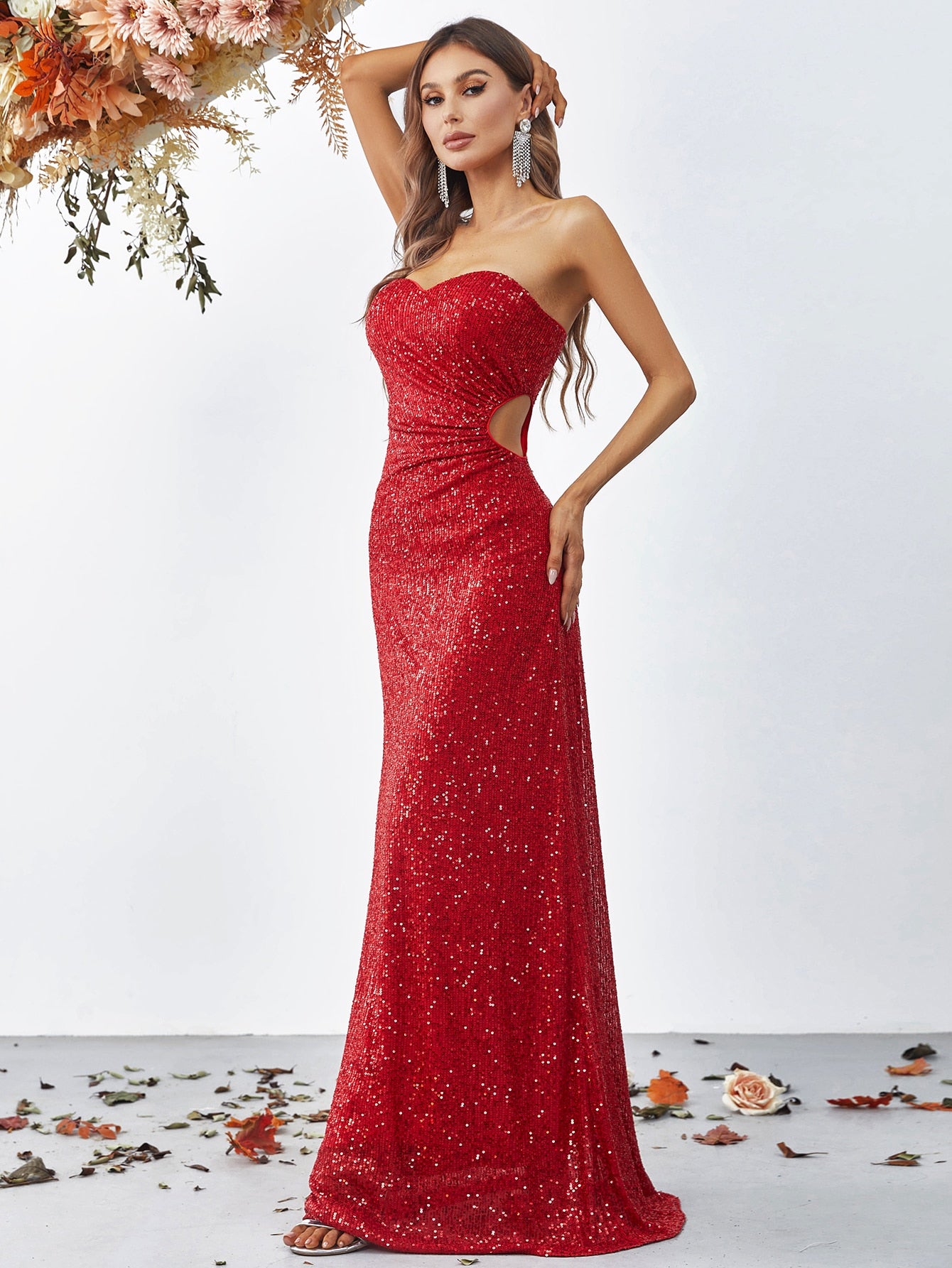 Elegant Tube Sleeveless Sequin Dresses