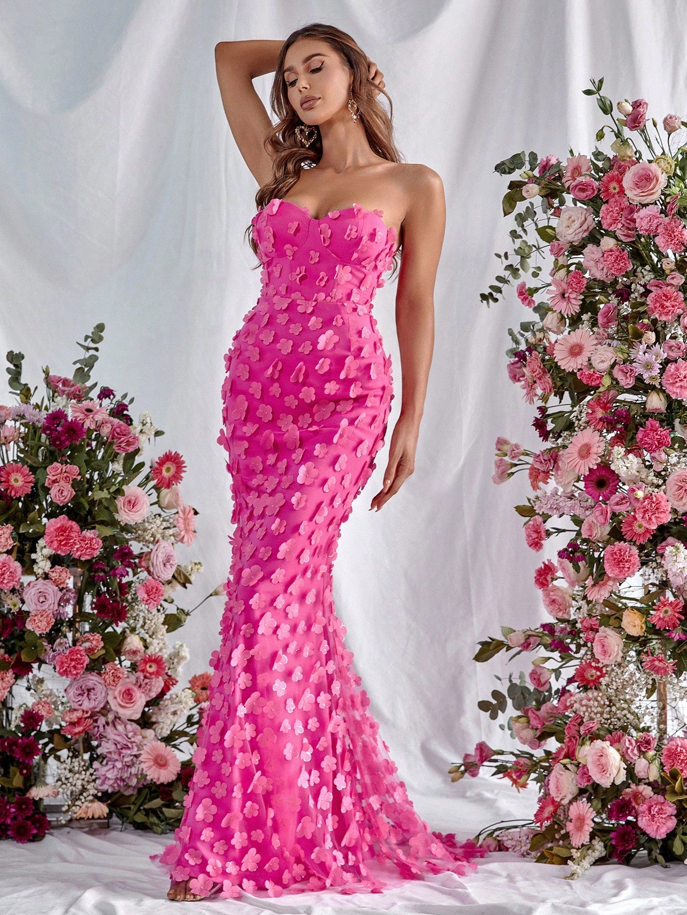 Elegant Tube Mermaid Floral Appliques Dresses