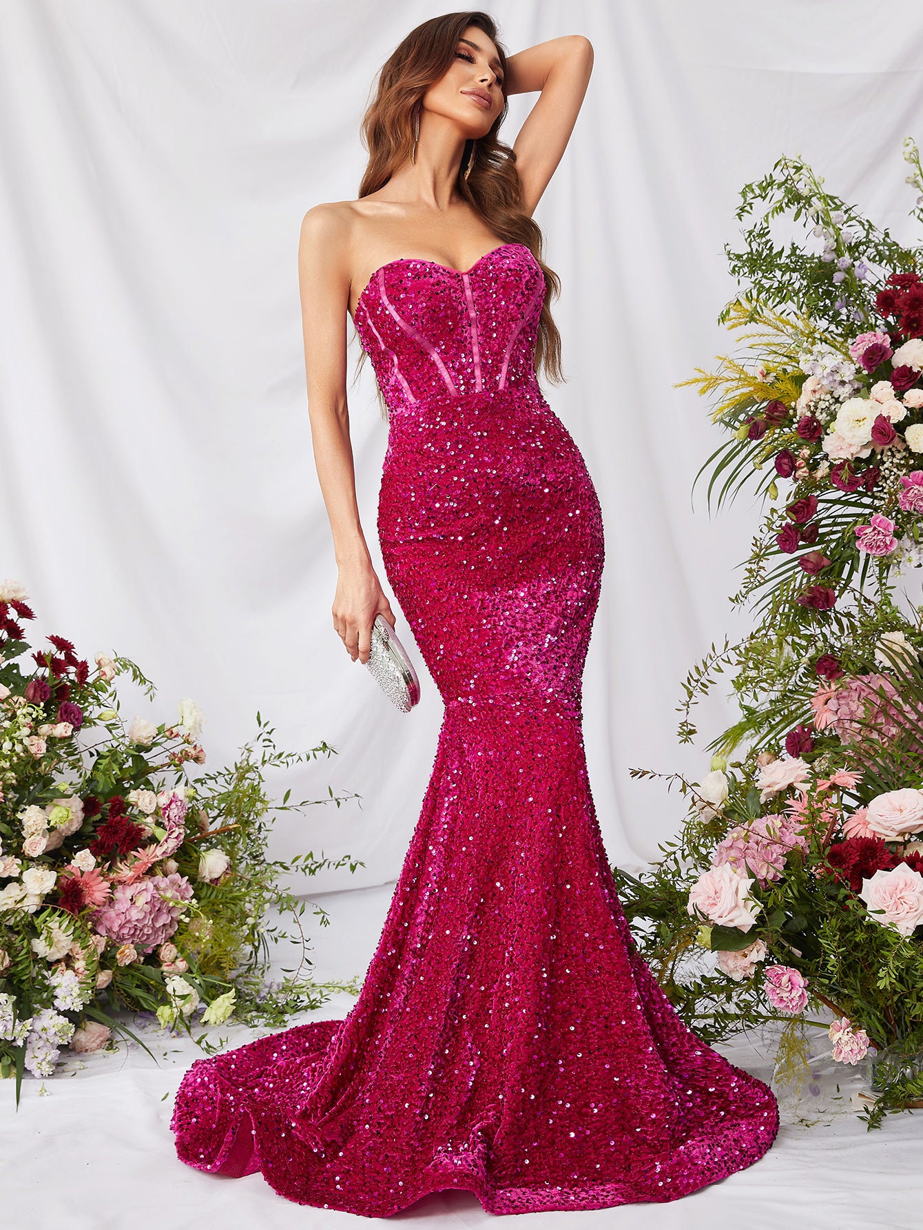 Elegant Tube Sleeveless Sequin Mermaid Formal Dress