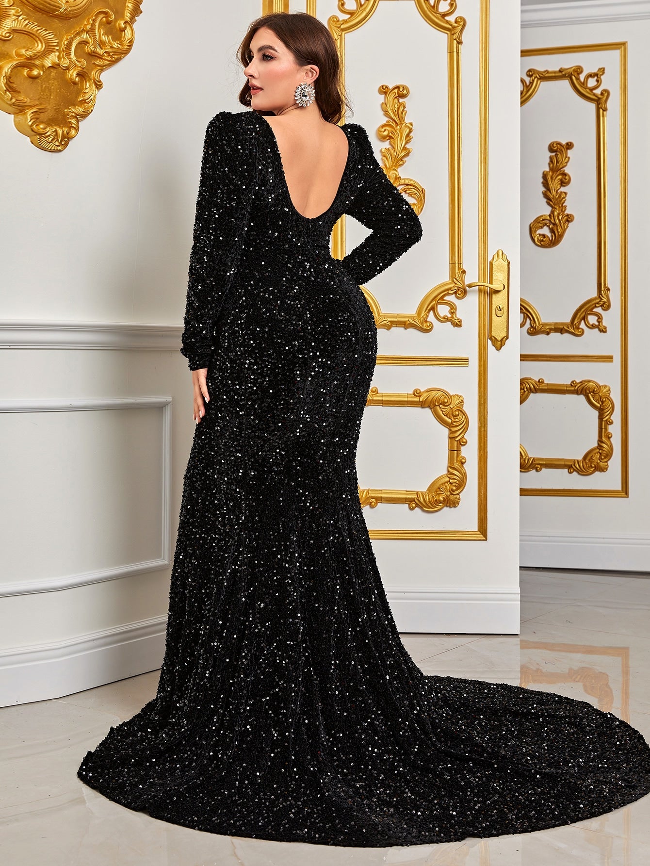 Plus Size Elegant Sweetheart Long Sleeve Prom Dresses