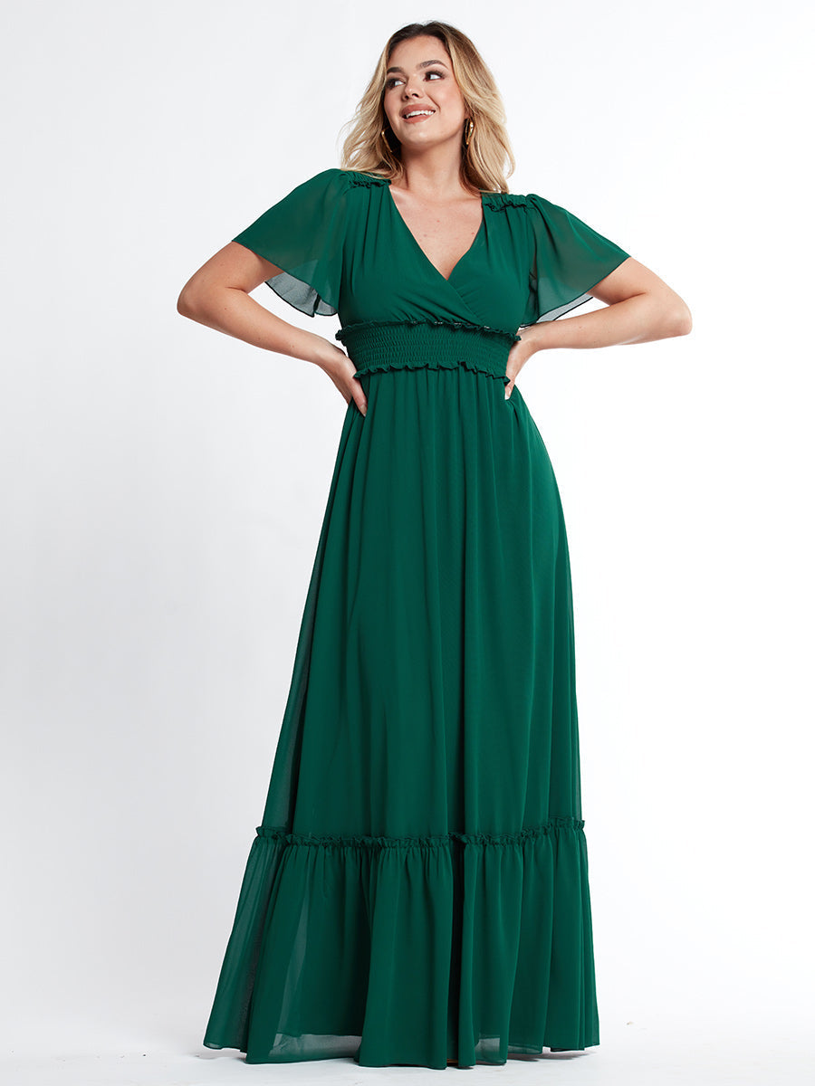 Bump Friendly Smocked Dress-Hunder Green