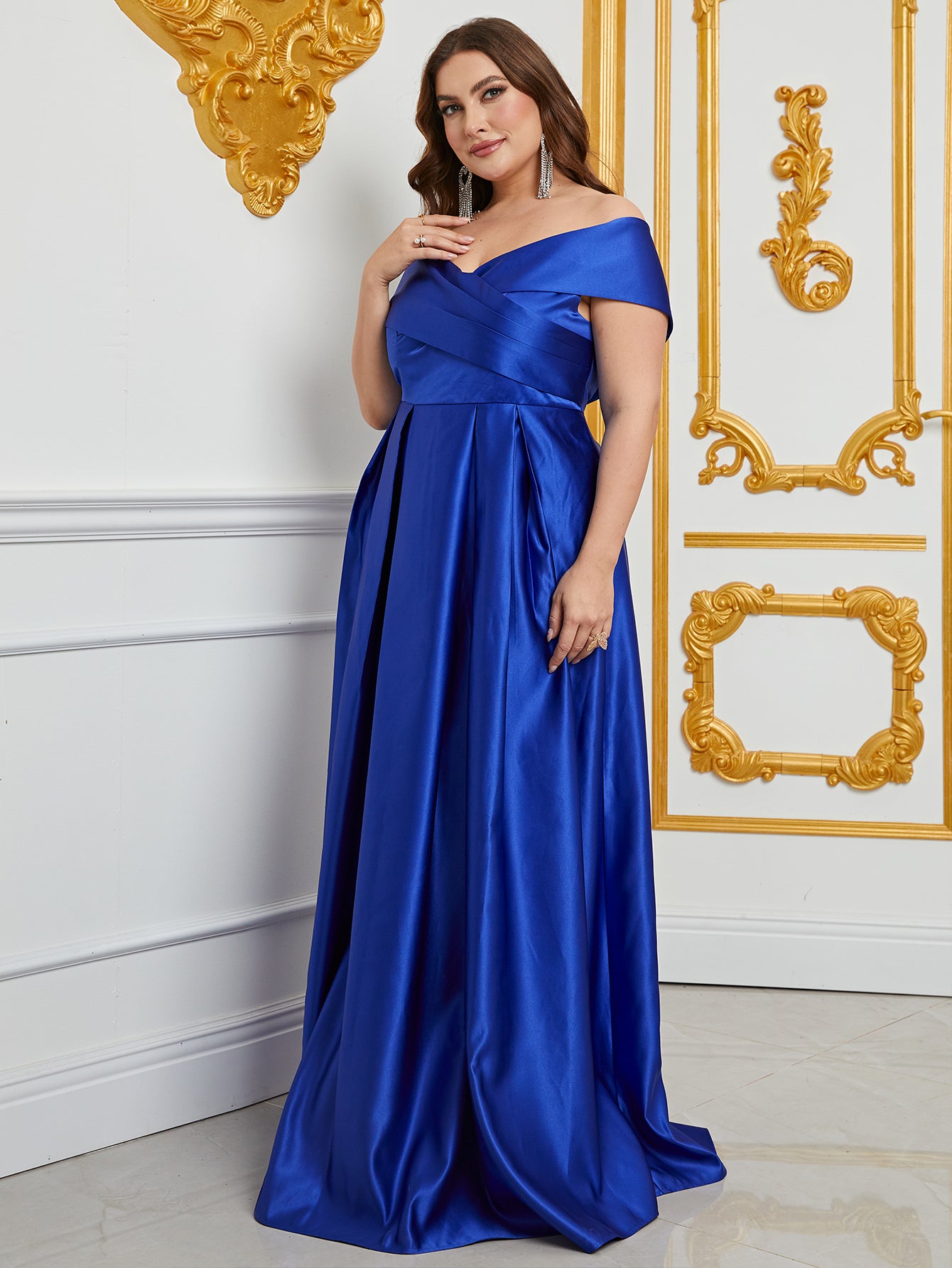 Plus Elegant Off Shoulder A Line Prom Gown