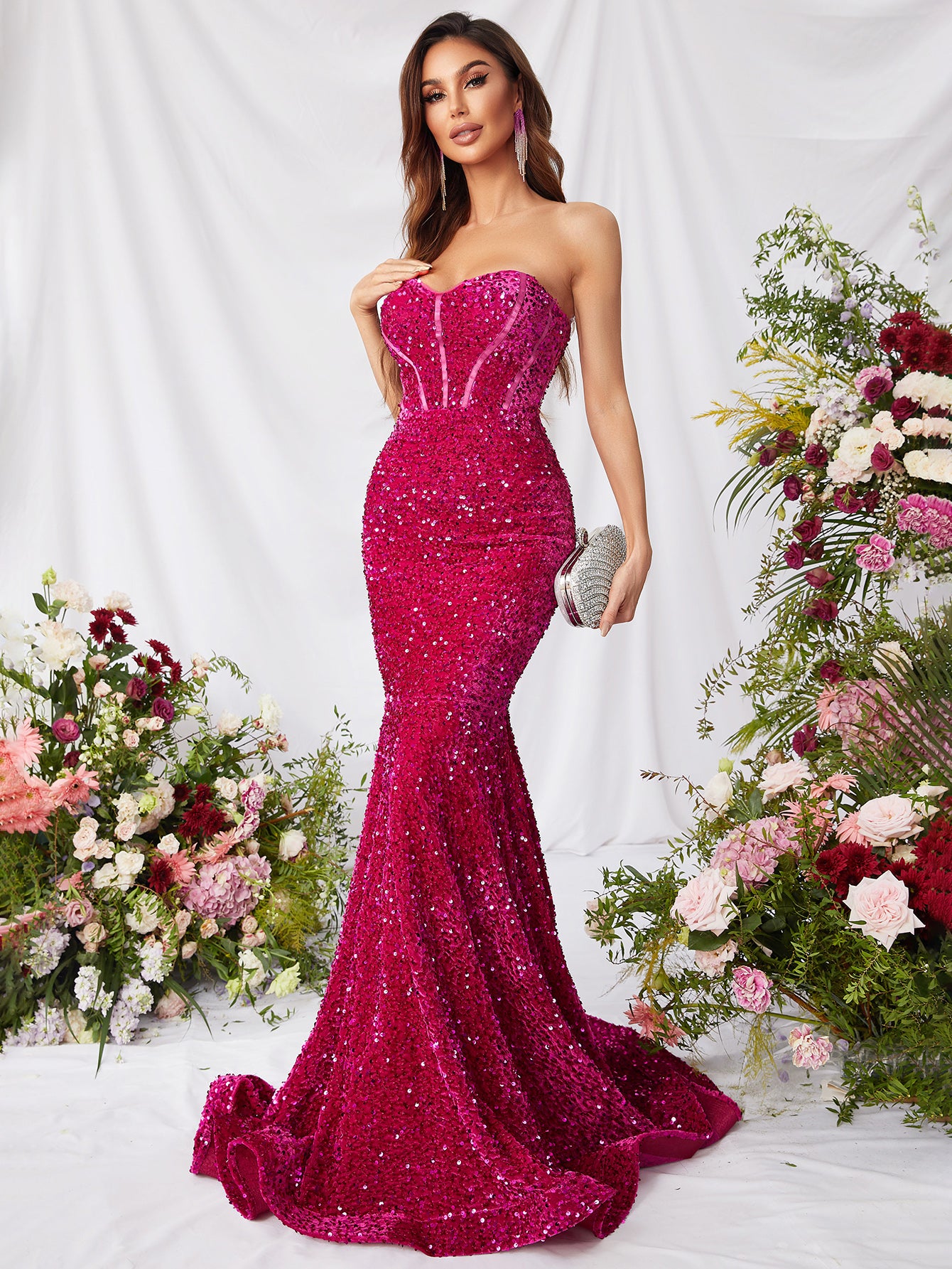 Elegant Tube Sleeveless Sequin Mermaid Formal Dress