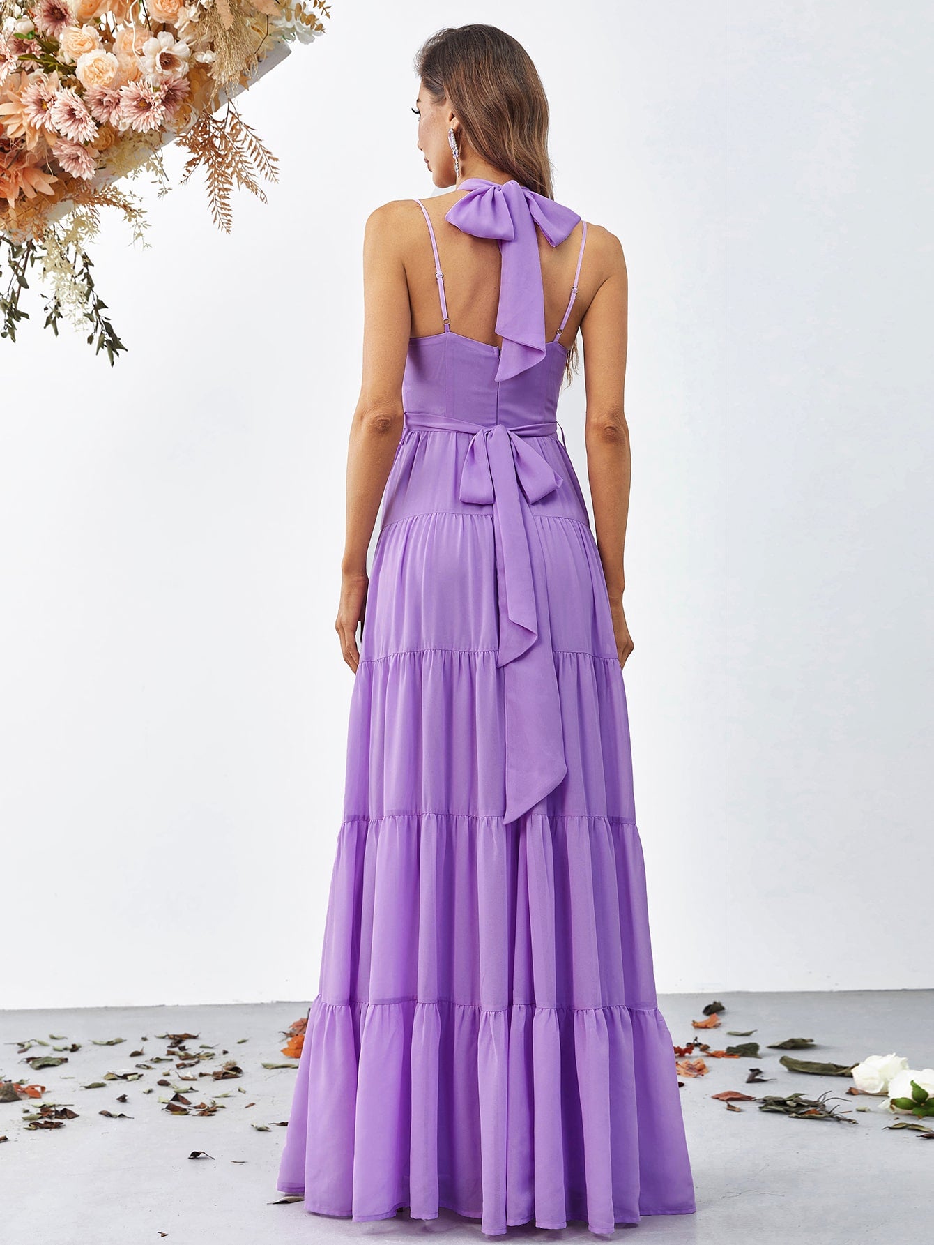 Elegant Spaghetti Strap Chiffon A Line Dresses